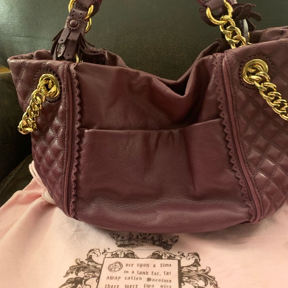 🎉FINAL PRICE🎉NWOT Juicy Couture Plum Quilted Leather Satchel, Artistic Details - Picture 5 of 14
